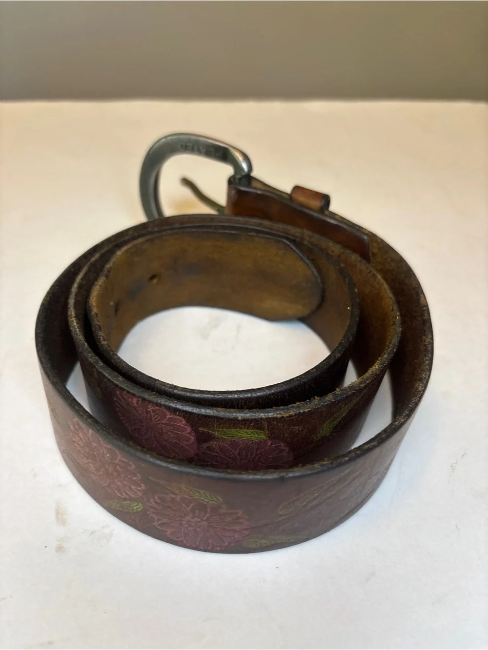Tex Tan tooled Leather Men's Belt with Floral Detail